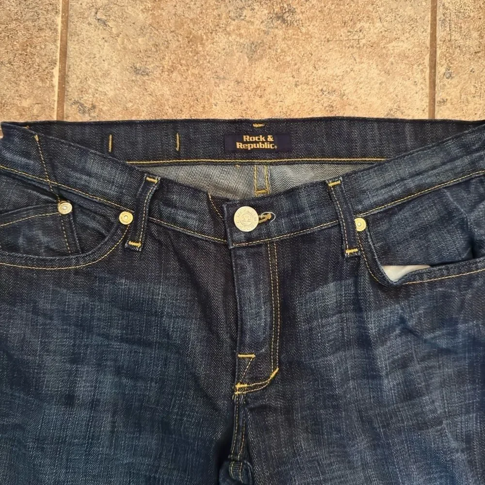 Vintage Rock & Republic Dark Blue Flare Jeans - Picture 2 of 6